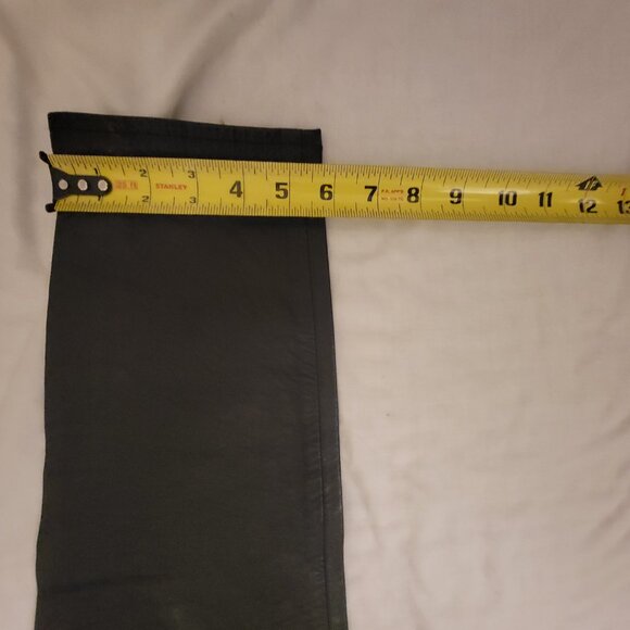 GUESS REAL LEATHER JEANS Y2K Zip Ankle Triangle Pants Black MOTO - Picture 14 of 15